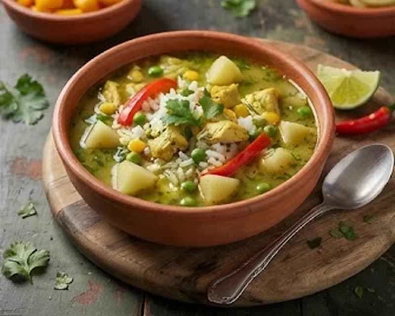 Soupe péruvienne au poulet et à la coriandre
