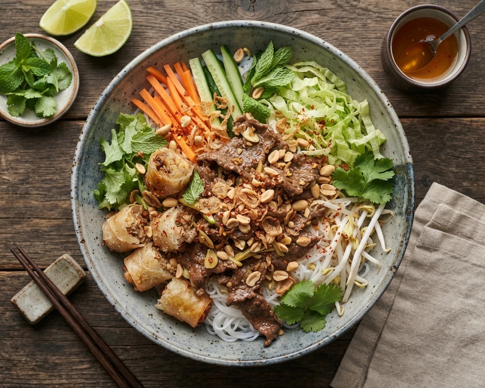 Salade vietnamienne de vermicelles au bœuf