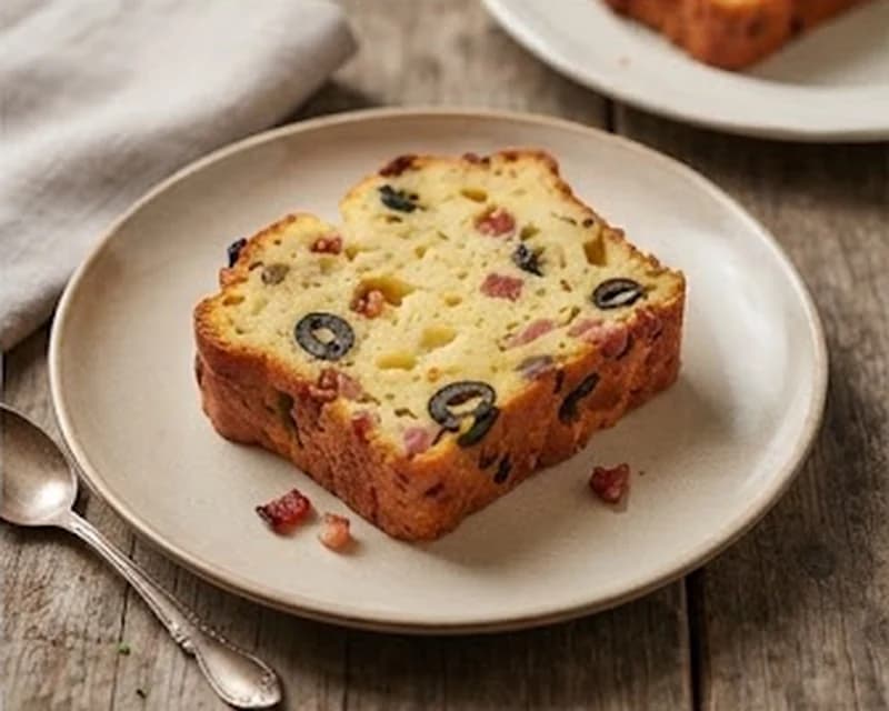 Cake salé aux olives et lardons