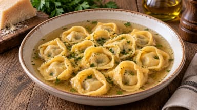 Découvrir la recette Raviolis italiens servis en bouillon