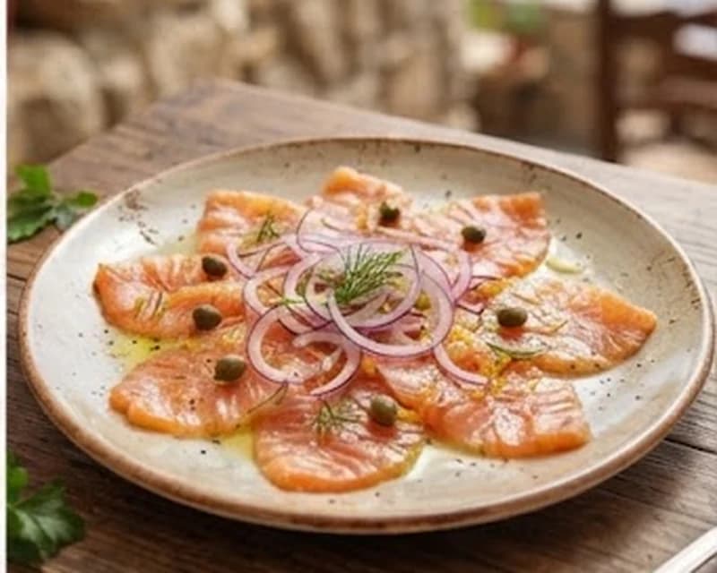 Carpaccio de saumon aux câpres