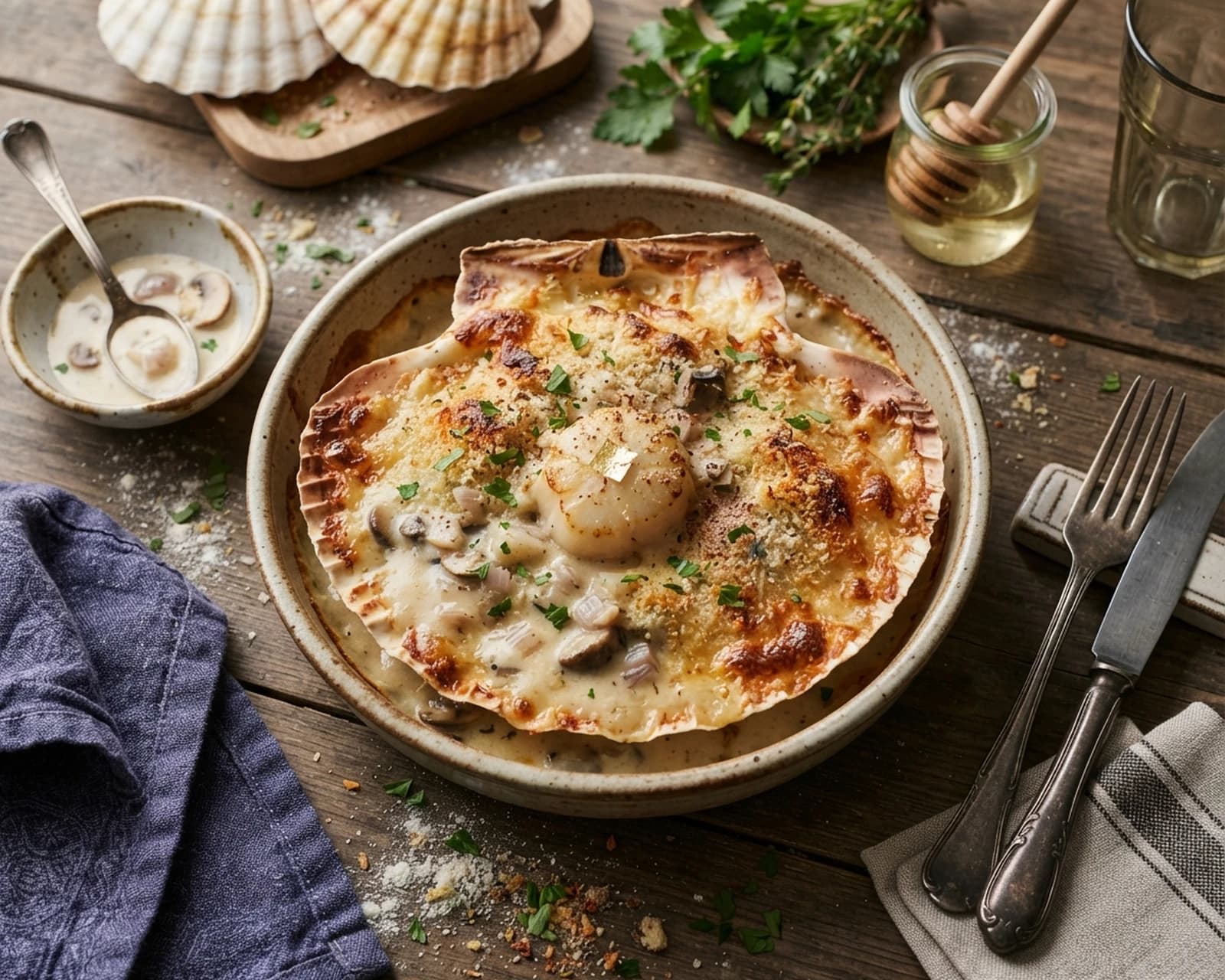 Coquilles Saint-Jacques gratinées