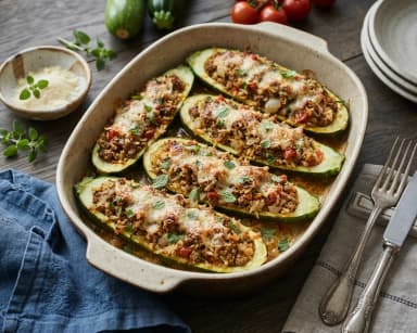 Découvrir la recette Courgettes farcies