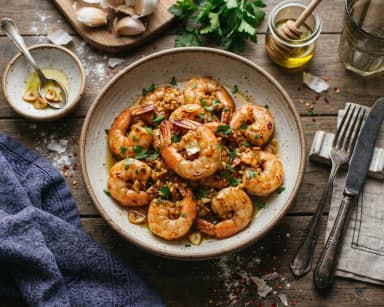 Découvrir la recette Crevettes sautées à l’ail