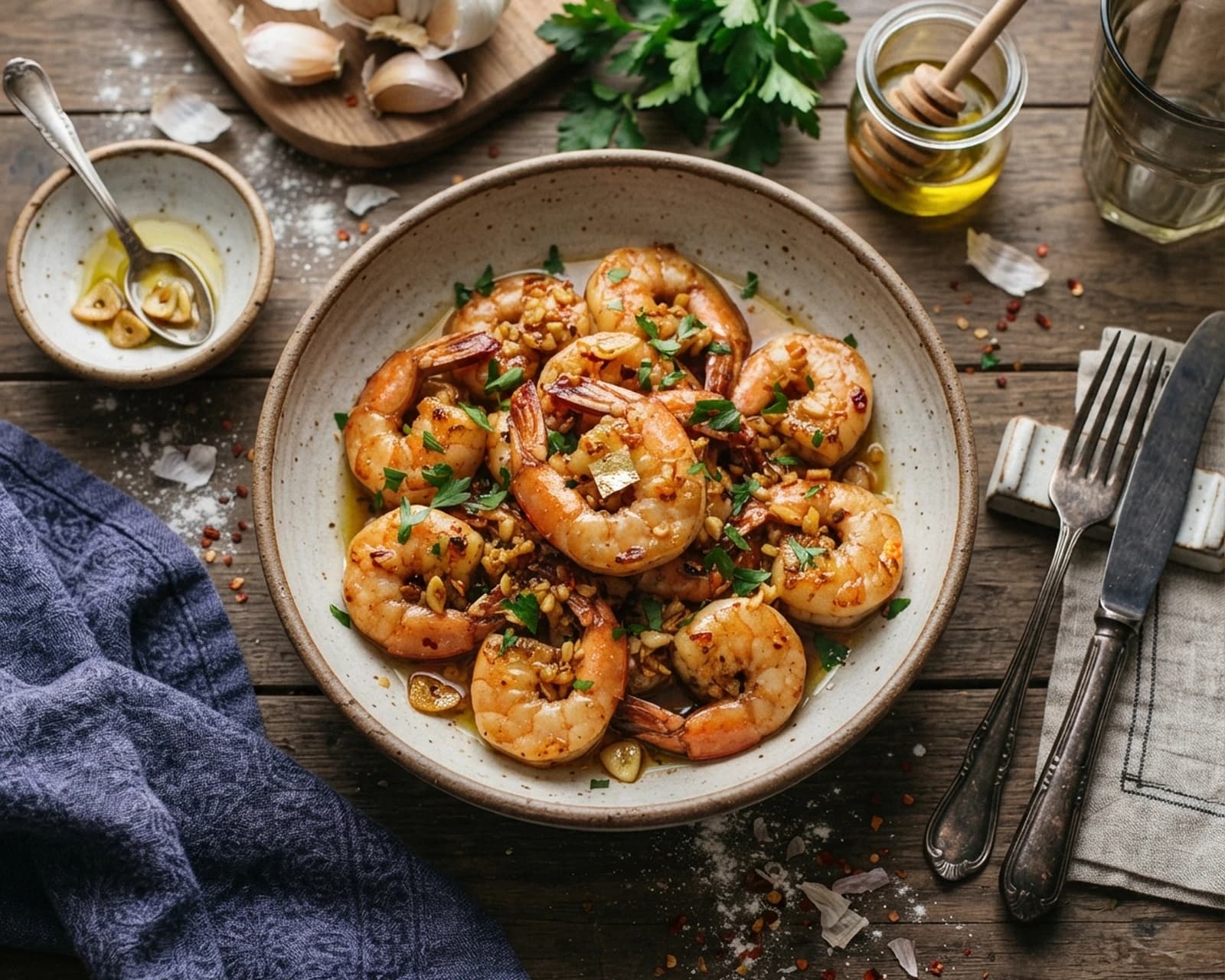 Crevettes sautées à l’ail