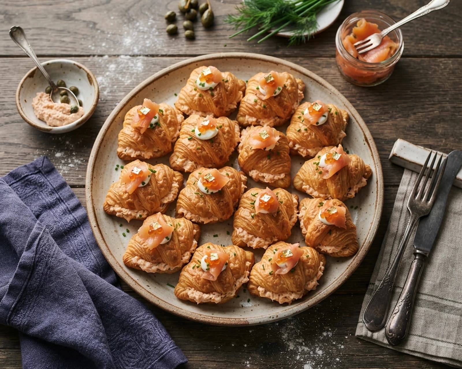 Croissants apéritifs au saumon