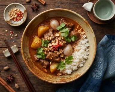 Découvrir la recette Curry thaïlandais de bœuf aux épices douces