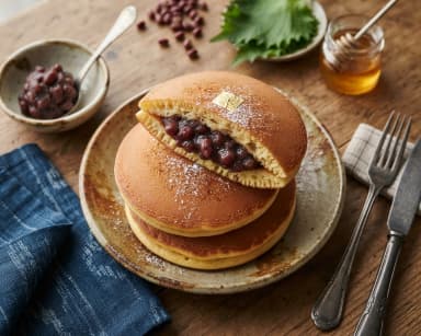 Découvrir la recette Pancakes japonais fourrés aux haricots rouges