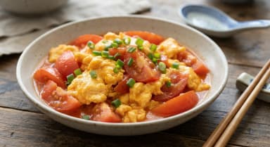 Découvrir la recette Œufs brouillés chinois à la tomate