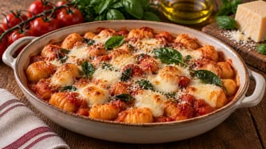 Découvrir la recette Gnocchis à la tomate et à la mozzarella