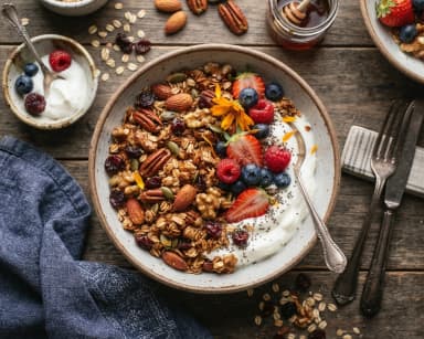 Découvrir la recette Mélange croustillant de céréales, graines et fruits secs