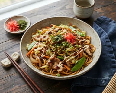 Découvrir la recette Nouilles chinoises sautées aux légumes
