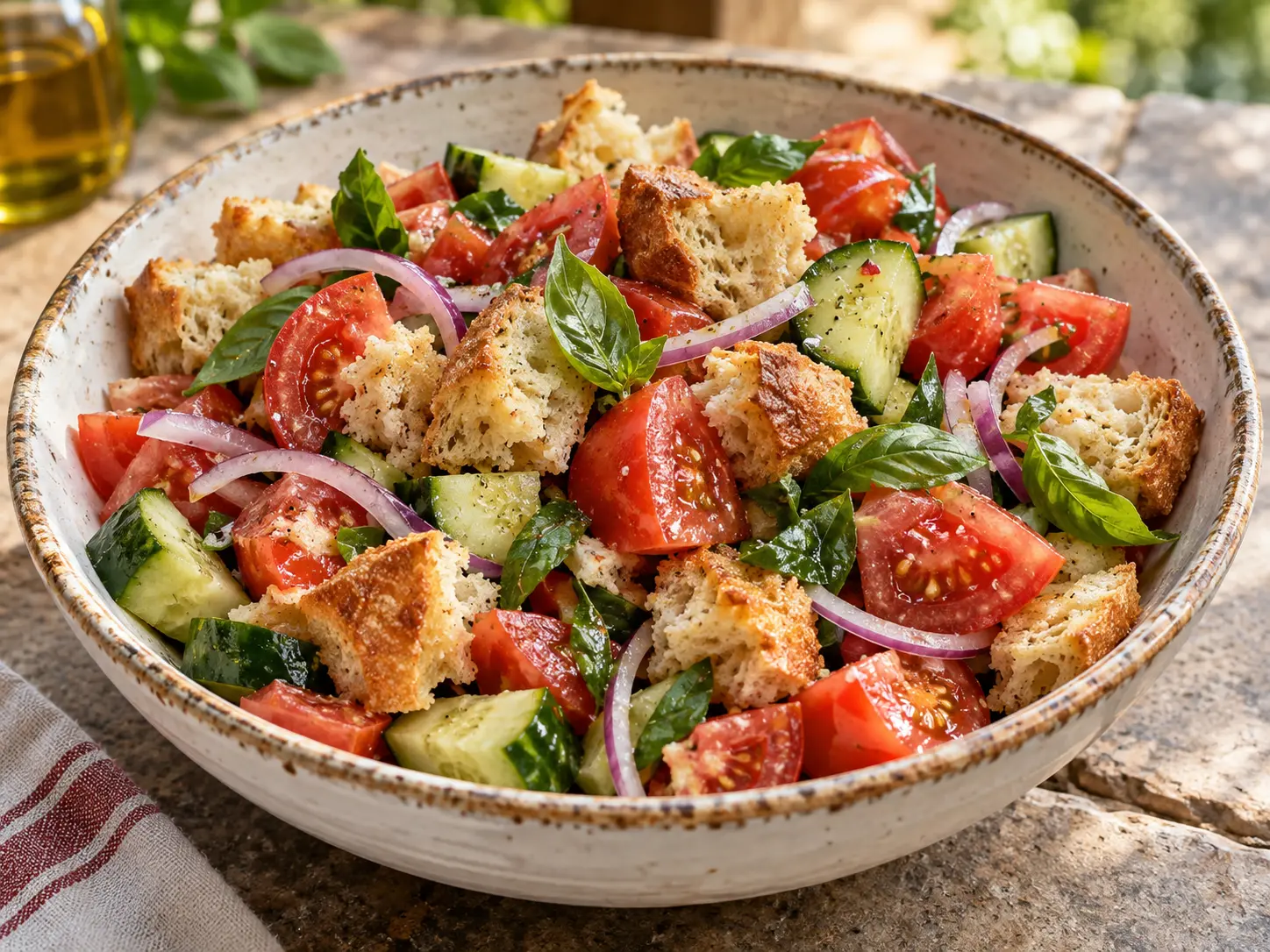 Salade toscane de pain et tomates