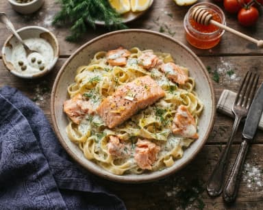 Découvrir la recette Pâtes au saumon