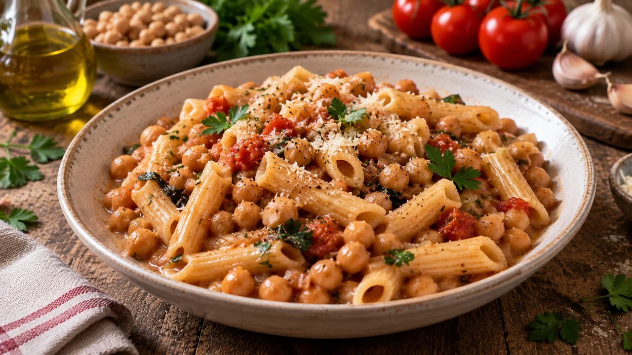 Pâtes italiennes aux pois chiches