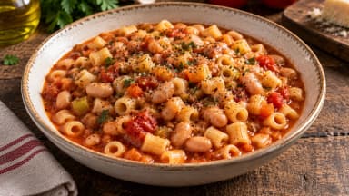 Découvrir la recette Pâtes italiennes aux haricots