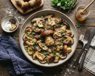 Découvrir la recette Poêlée de cèpes