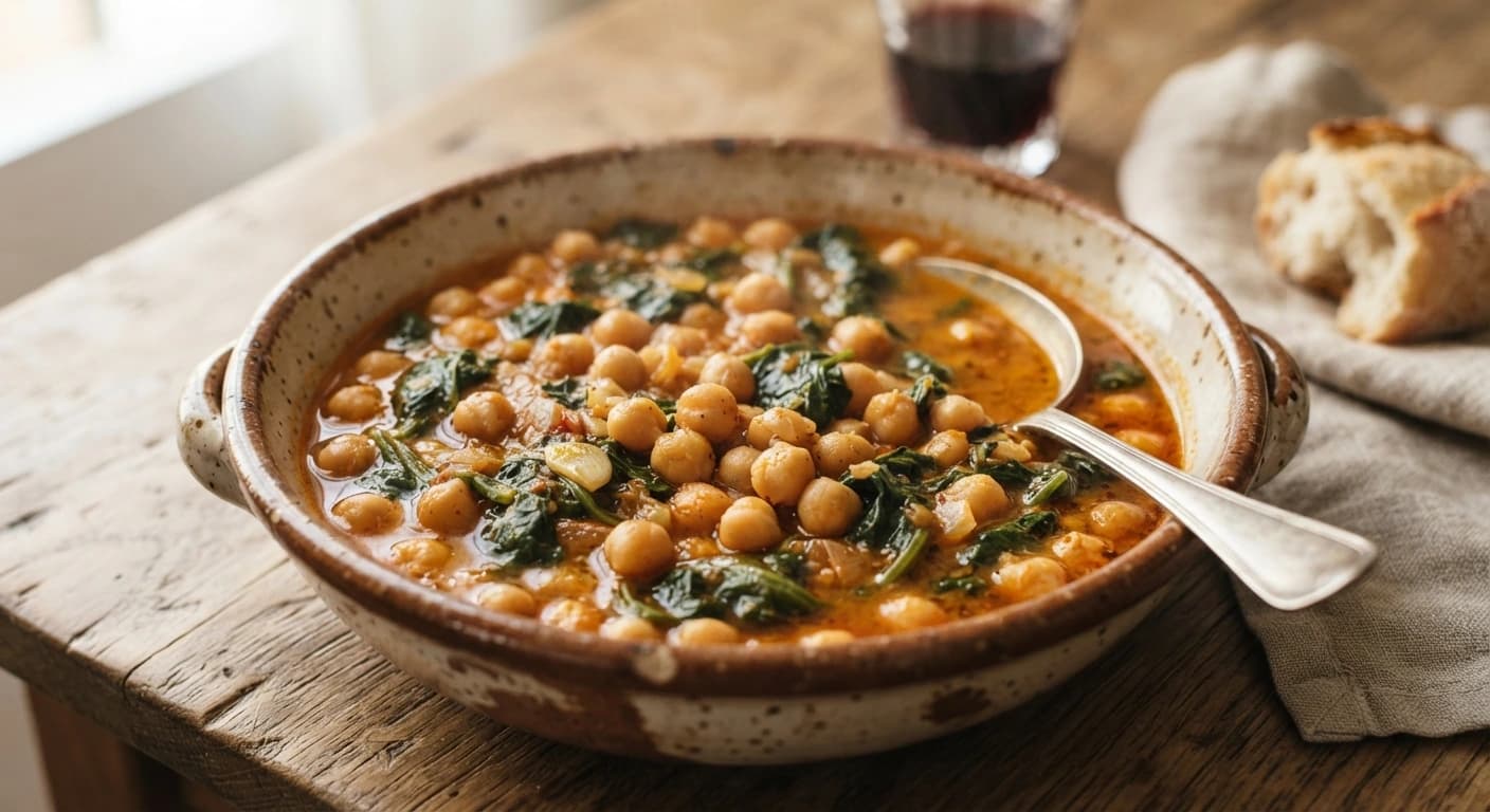 Ragoût espagnol de pois chiches aux épinards