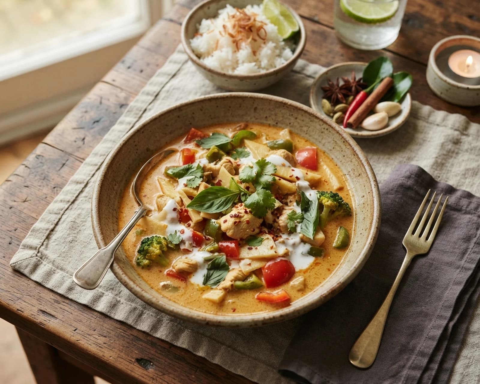 Poulet thaïlandais au curry et lait de coco