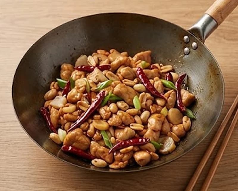 Poulet chinois épicé aux cacahuètes