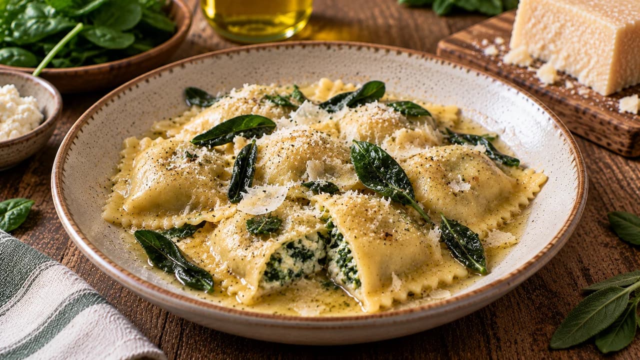 Raviolis à la ricotta et aux épinards