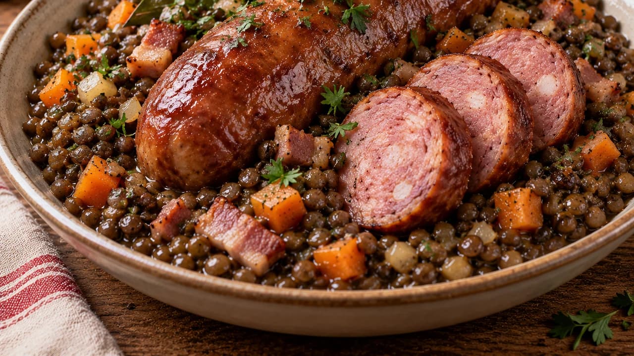 Saucisse de Morteau aux lentilles