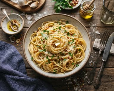Découvrir la recette Spaghettis à l’ail et à l’huile d’olive