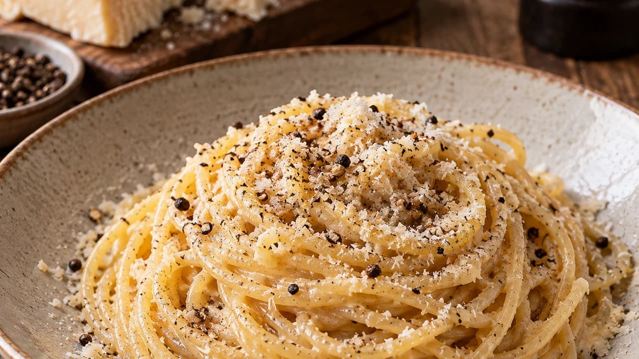 Spaghettis au pecorino et au poivre