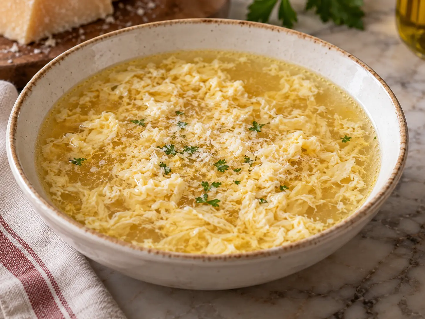 Soupe romaine aux œufs et parmesan