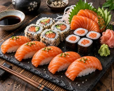 Découvrir la recette Bouchées japonaises de riz au saumon