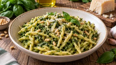 Découvrir la recette Pâtes ligures au pesto génois