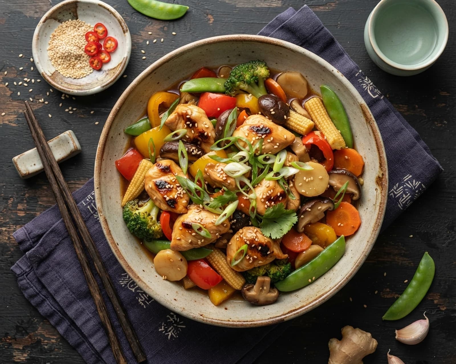 Wok de poulet aux légumes