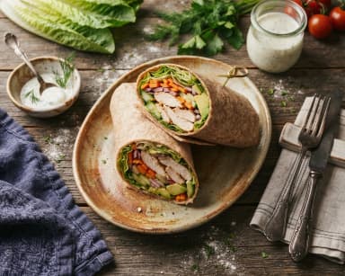 Découvrir la recette Galette roulée froide au poulet et aux crudités