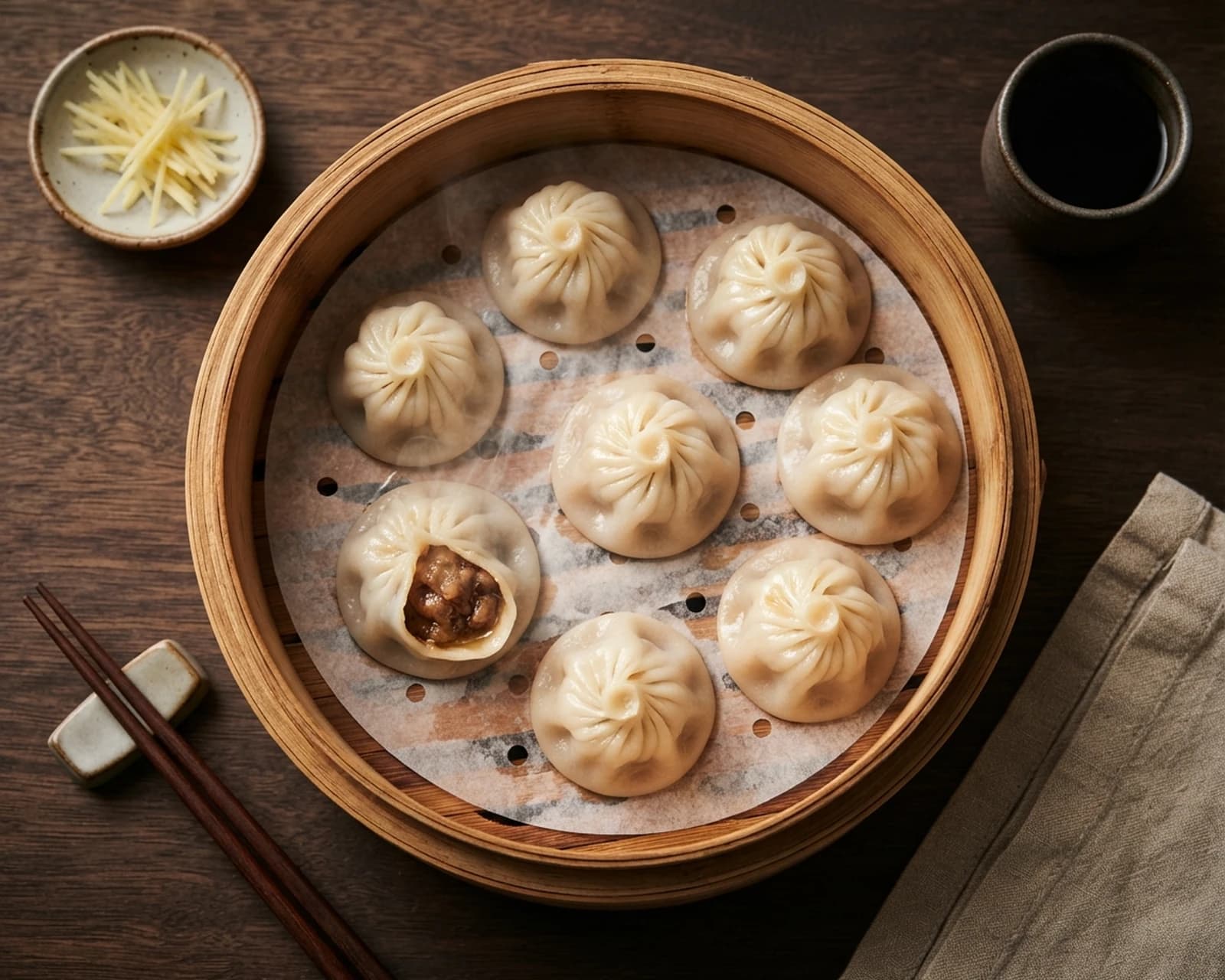 Raviolis chinois vapeur au bouillon