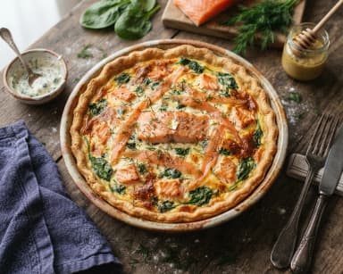Découvrir la recette Quiche au saumon et aux épinards