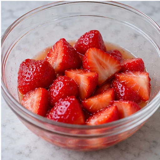 Fraises coupées mélangées à un peu de jus de citron