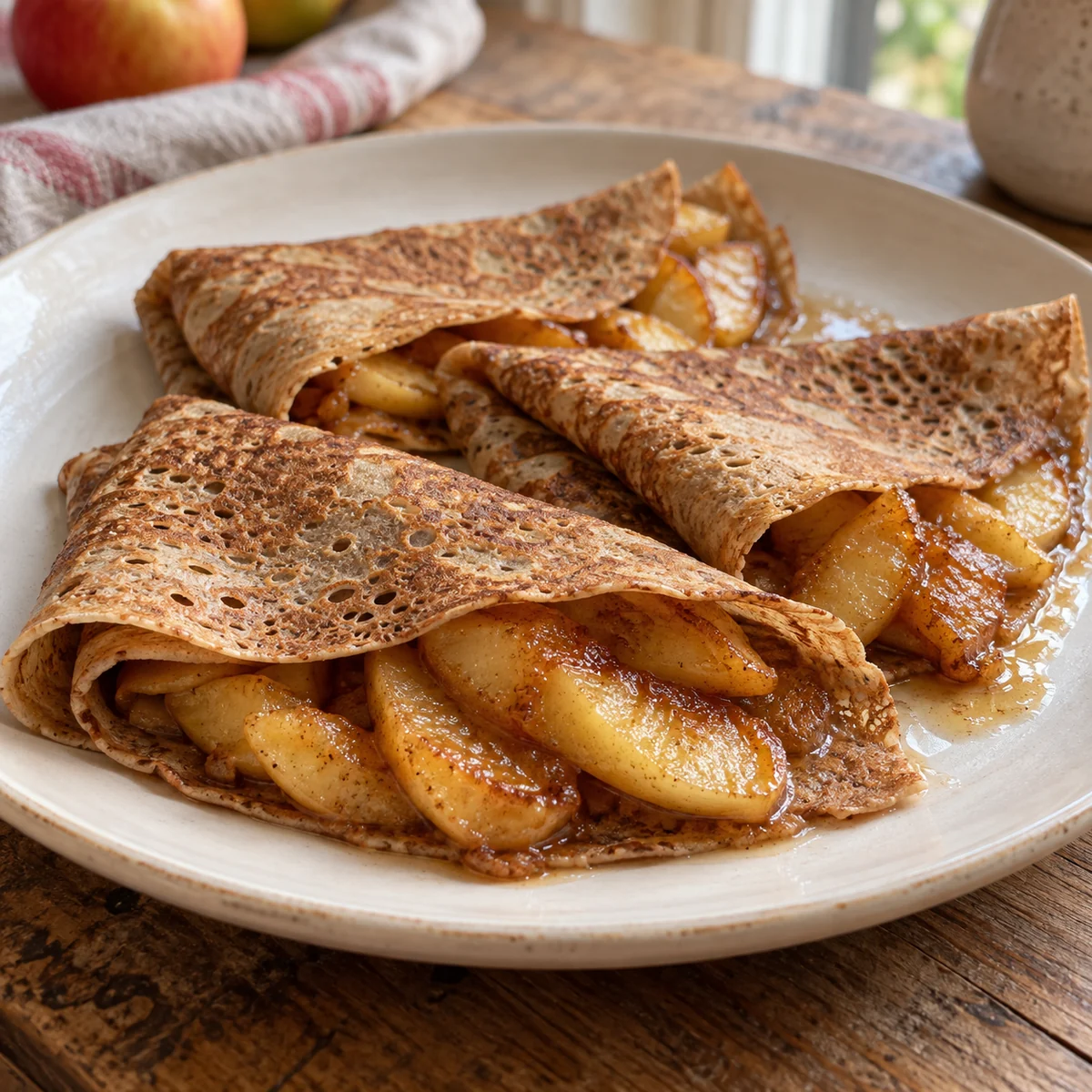 Crêpes à la farine de châtaigne et aux pommes