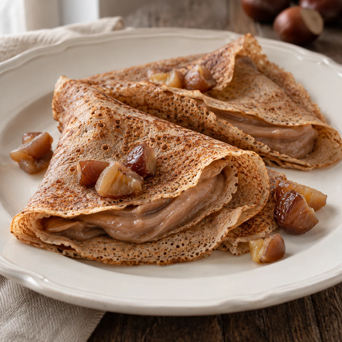 Crêpes à la farine de châtaigne et à la crème de marrons