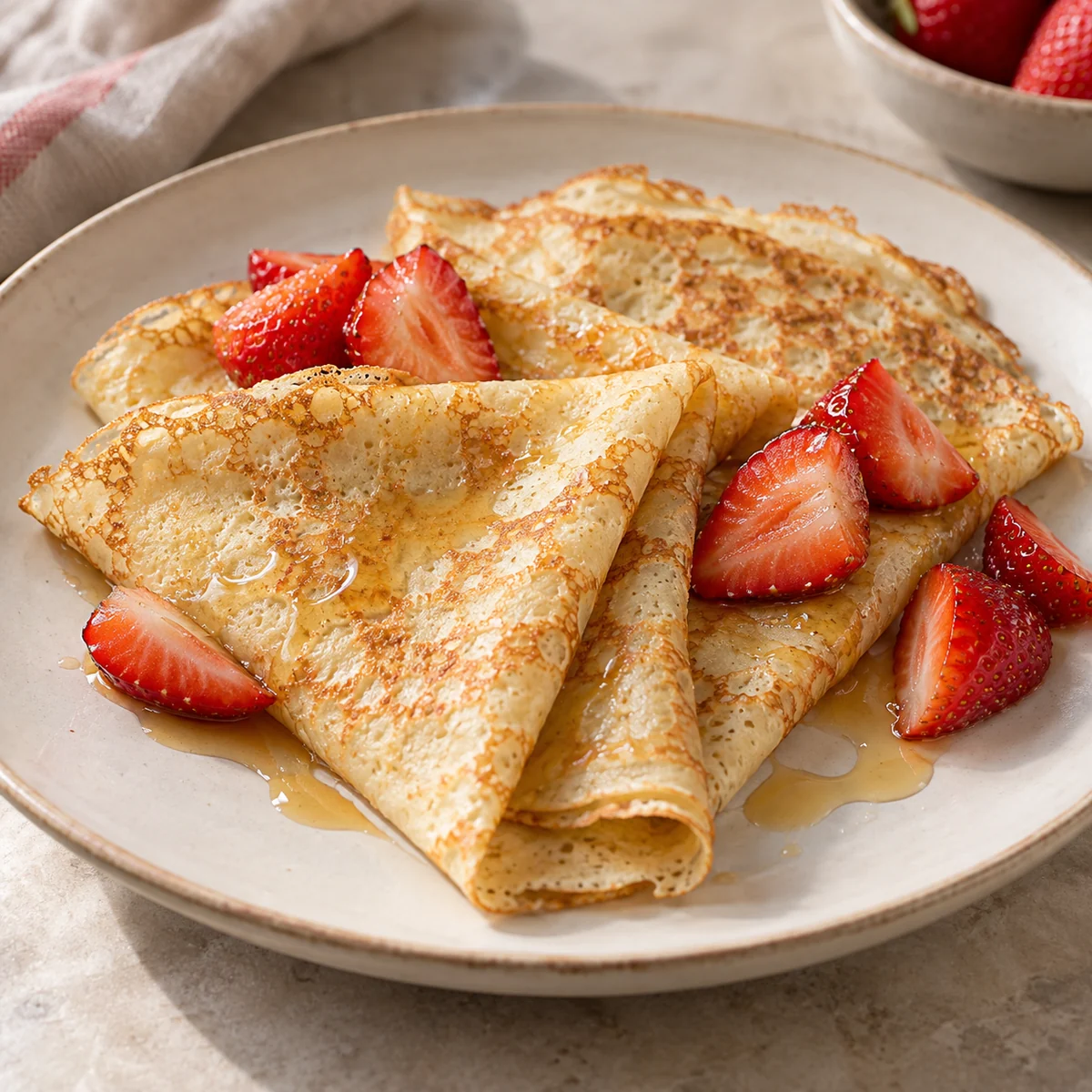 Crêpes au fromage blanc et aux fraises