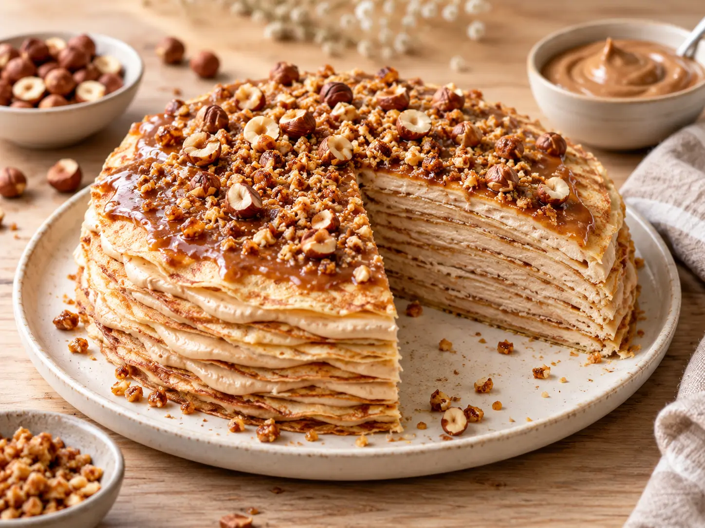 Gâteau de crêpes au praliné