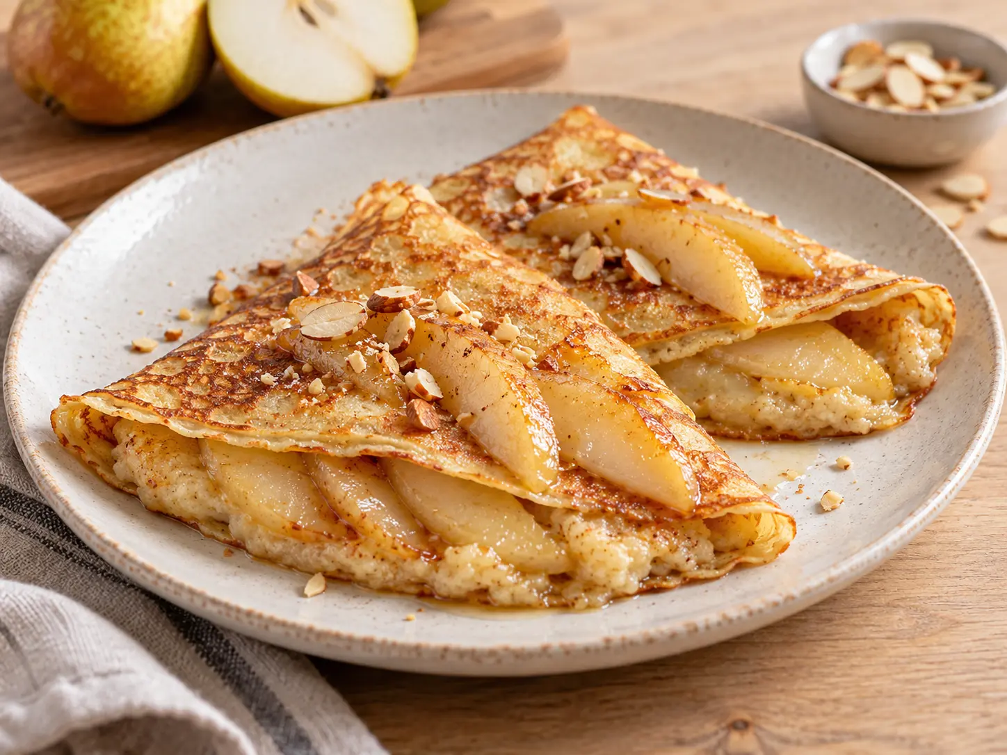 Crêpes à la frangipane et aux poires