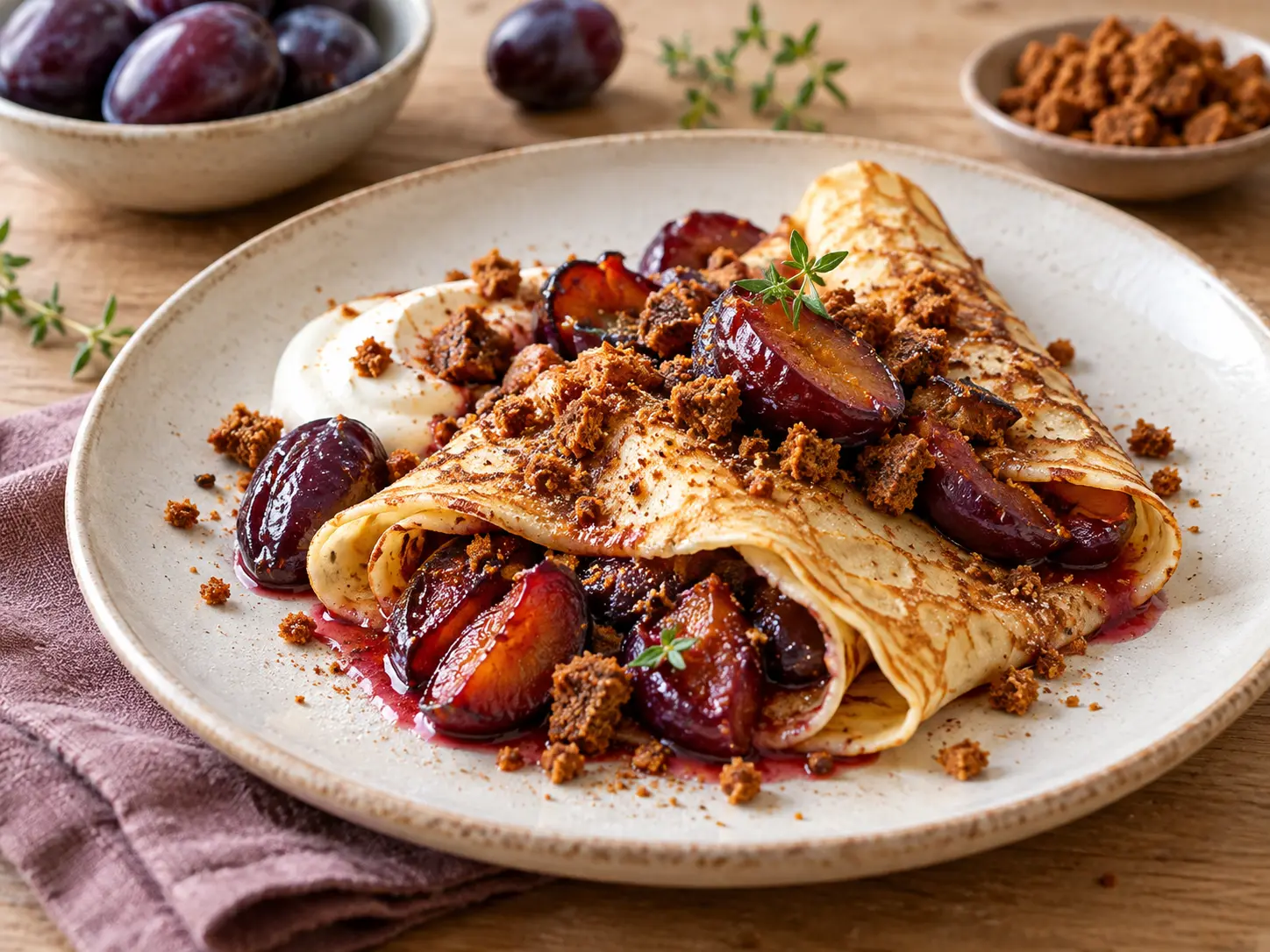 Crêpes aux quetsches et au pain d’épices