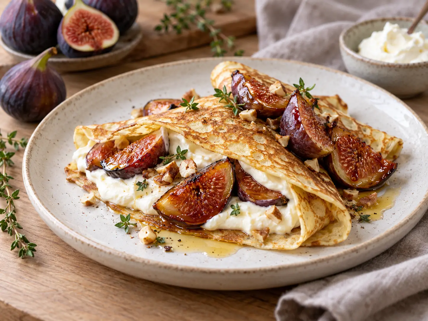 Crêpes aux figues rôties et au mascarpone