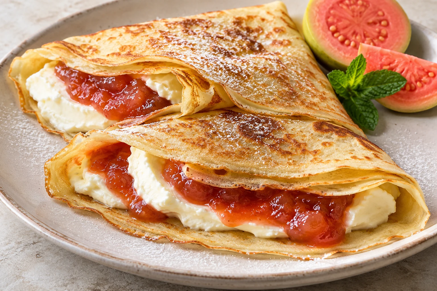 Crêpes à la goyave et au fromage frais