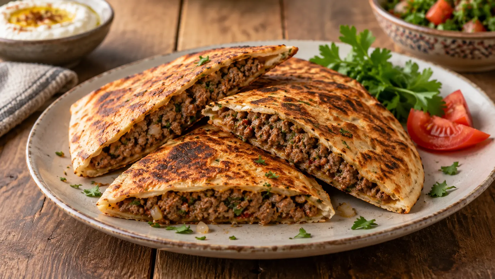 Pitas libanaises farcies à la viande