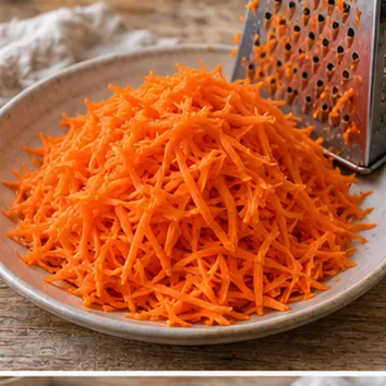 Gâteau à la carotte : râper finement, carottes râpées en fins filaments.