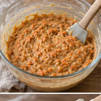 Gâteau à la carotte : incorporer les poudres, pâte homogène sans farine sèche.