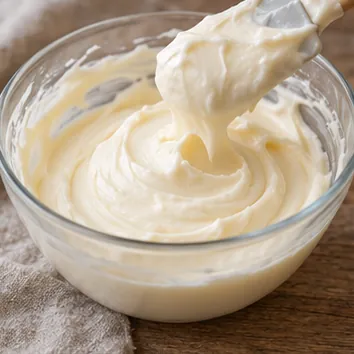 Gâteau à la carotte : mélanger le glaçage, glaçage lisse qui tient sur la spatule.