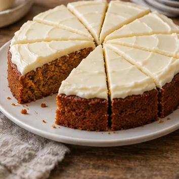 Gâteau à la carotte : réfrigérer et servir, parts nettes et glaçage raffermi.