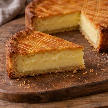Gâteau basque à la crème : refroidir avant de démouler, crème prise et parts qui se tiennent.